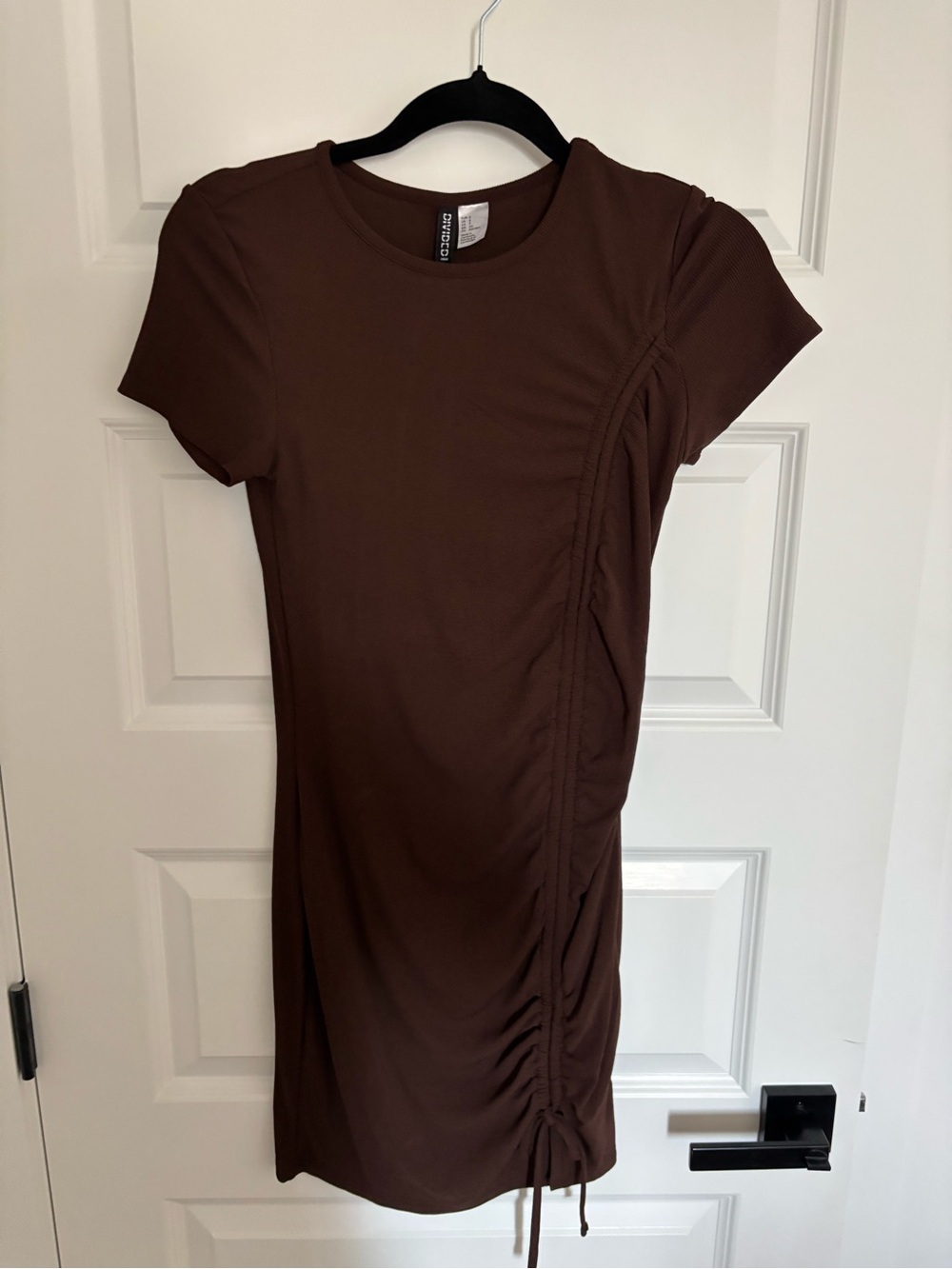H&M Brown Ruched Side Mini Dress